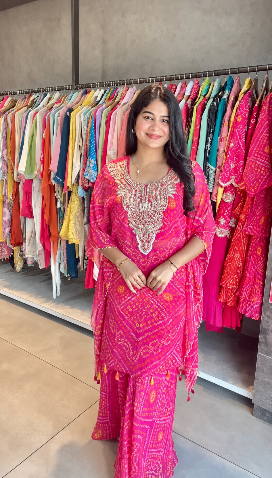 Designer Digital Print Kaftan with Embroidery & Sequence Work – Choli & Sharara Set (Fully Stitched)