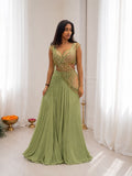 Green cut sleeve lehnga