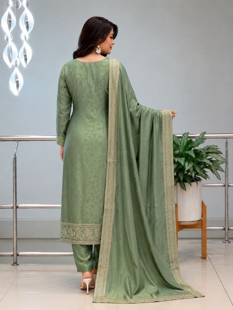 Premium Malay Glass Tissue Kanjivaram Handwork Kurta Set