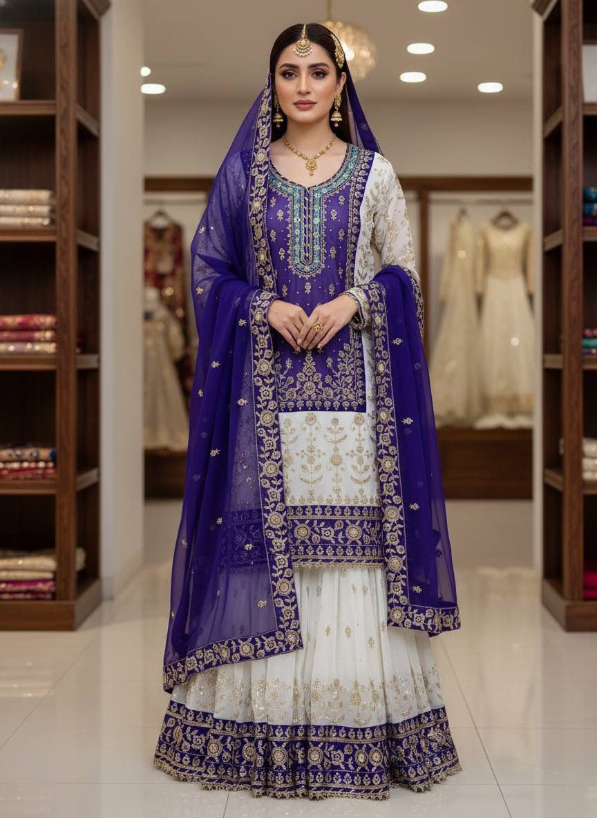 Elegant Georgette Kurti & Sharara Set with Dupatta