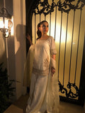 Pure Viscose Chinon Embroidered Patiala Suit Set with Organza Dupatta