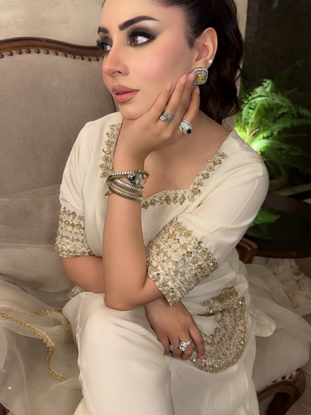 Pure Viscose Chinon Embroidered Patiala Suit Set with Organza Dupatta