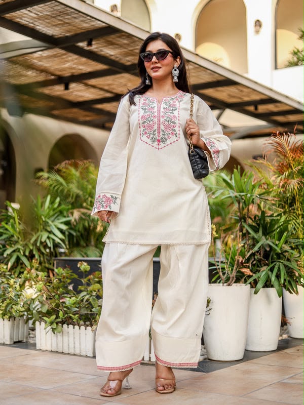 Premium Designer Khadi Cotton Embroidered Co-ord Set