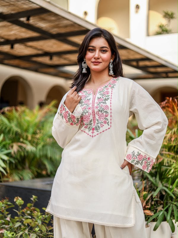 Premium Designer Khadi Cotton Embroidered Co-ord Set