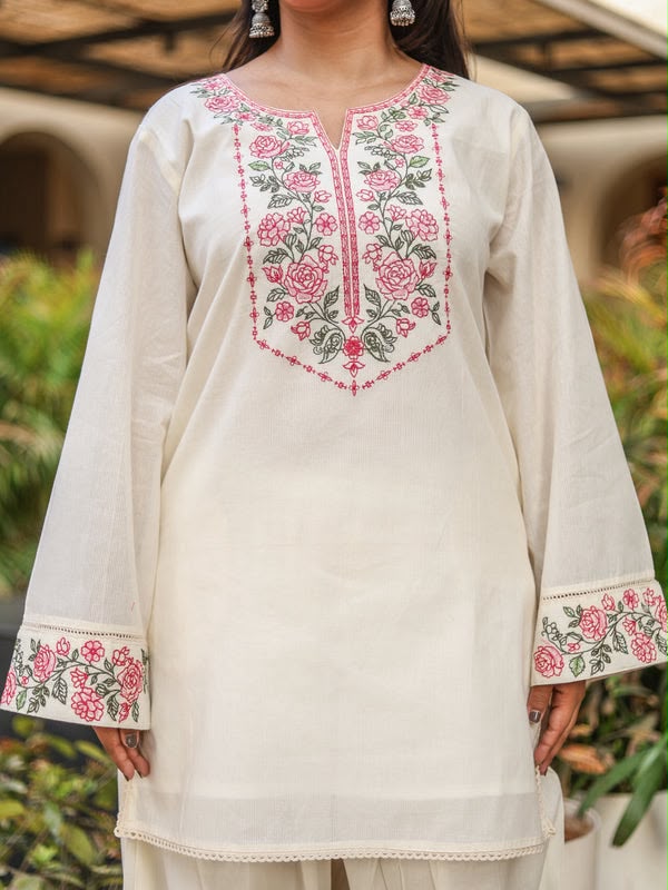 Premium Designer Khadi Cotton Embroidered Co-ord Set