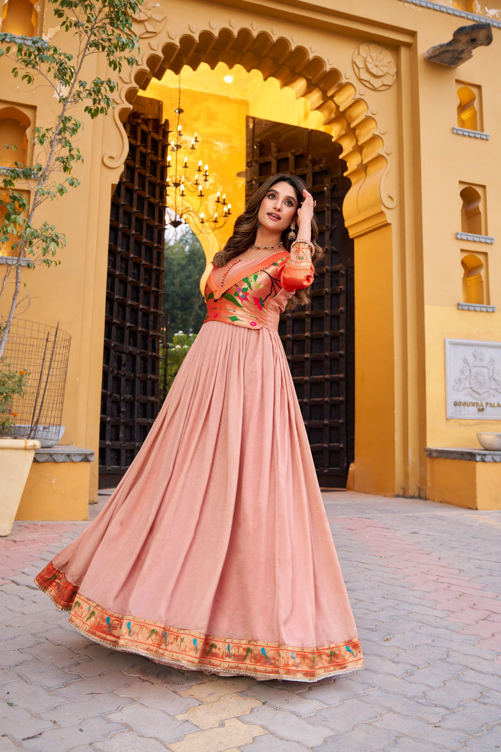 Premium Vichitra Silk Zari-Woven Long Gown (Kashithi Collection)