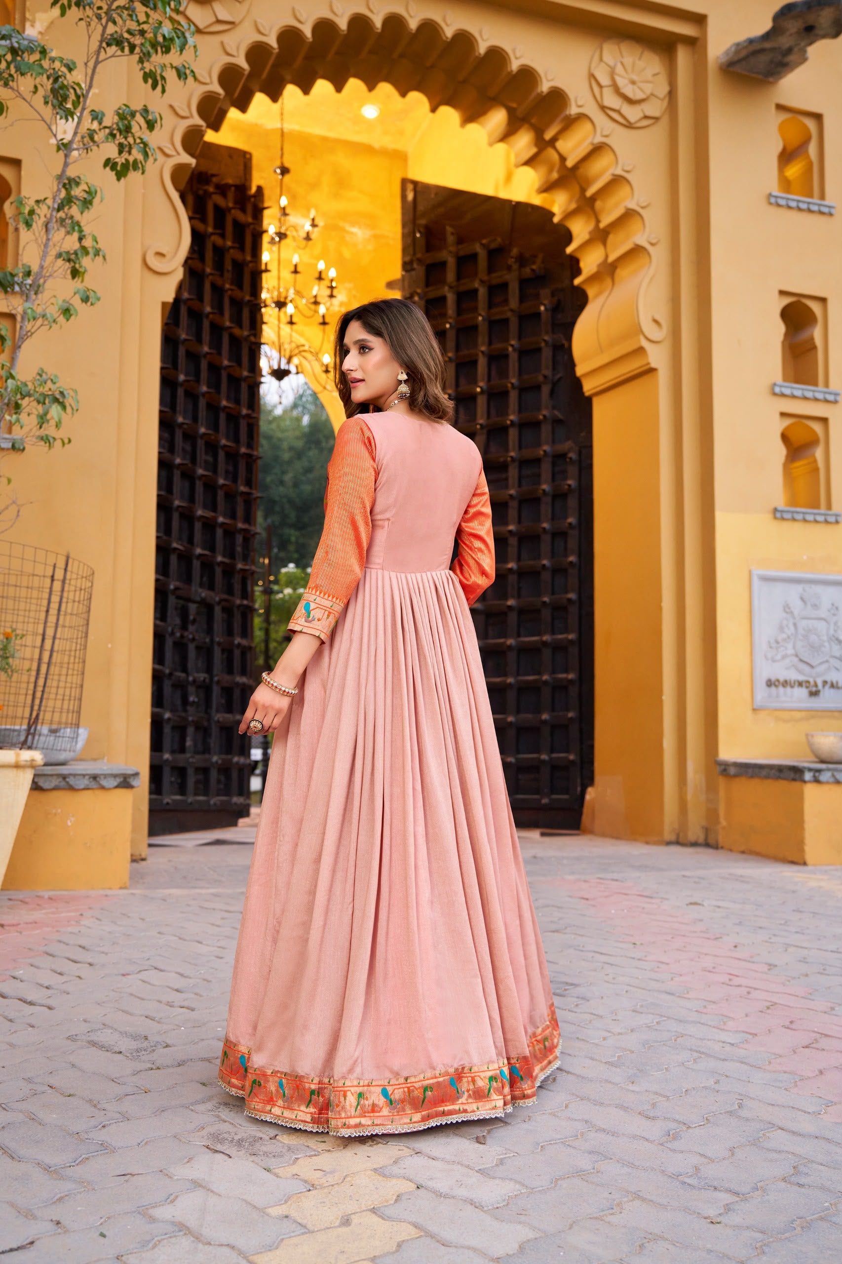 Premium Vichitra Silk Zari-Woven Long Gown (Kashithi Collection)