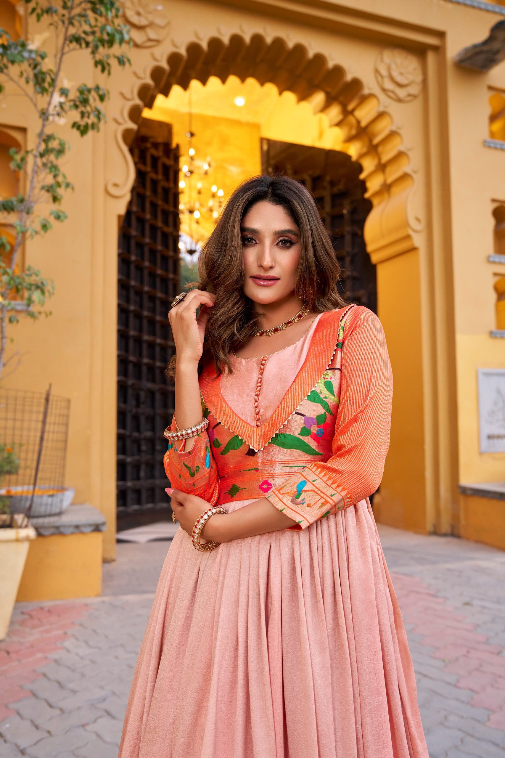 Premium Vichitra Silk Zari-Woven Long Gown (Kashithi Collection)