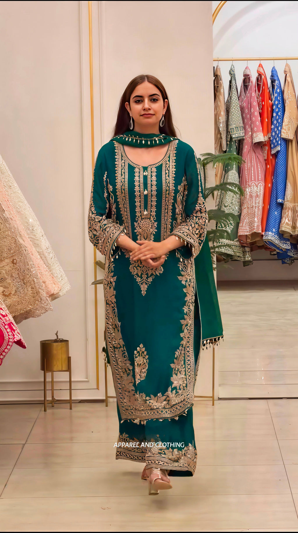 Premium Faux Georgette Heavy Embroidered Pant Set with Sequin Dupatta