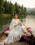 3-Piece Vichitra Silk Embroidered Gown Set with Pants & Dupatta | Style 8063