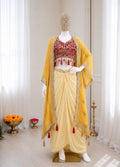 Style BB-48: Three-Piece Silk Dhoti Set with Digital Print Shrug