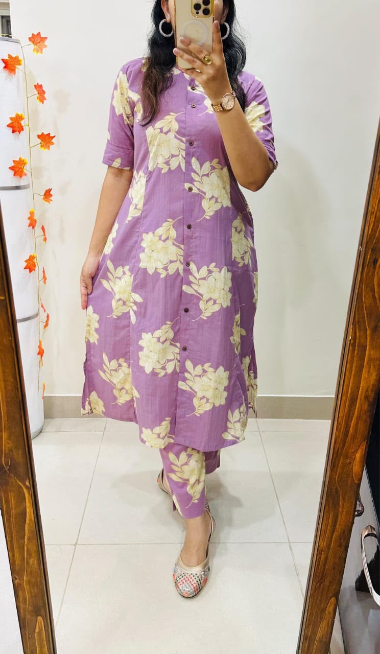 Designer A-Line Printed Co-Ord Set in Heavy Rayon Cotton | 2-Piece Set