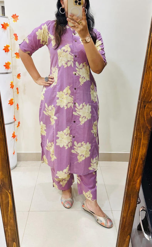 Designer A-Line Printed Co-Ord Set in Heavy Rayon Cotton | 2-Piece Set