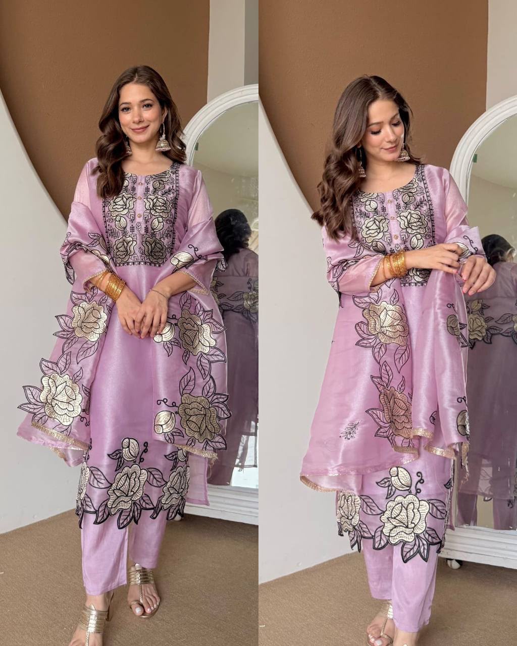 Designer Embroidered Cut Work Suit – Jimmy Choo Fabric