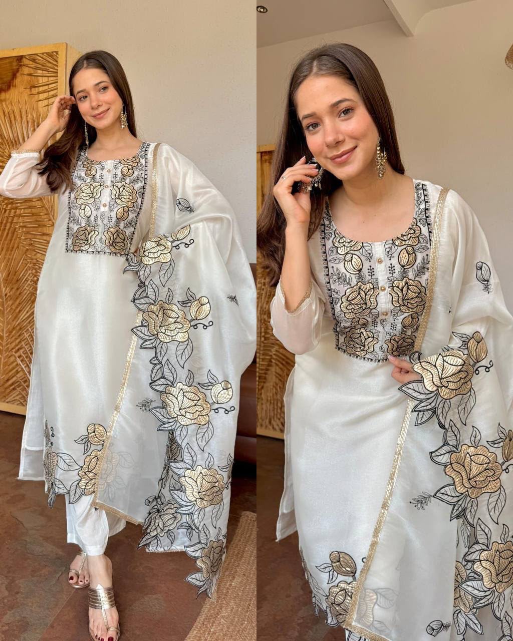 Designer Embroidered Cut Work Suit – Jimmy Choo Fabric