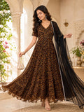 Premium Digital Print Organza Anarkali Gown Set with Designer Lace Dupatta