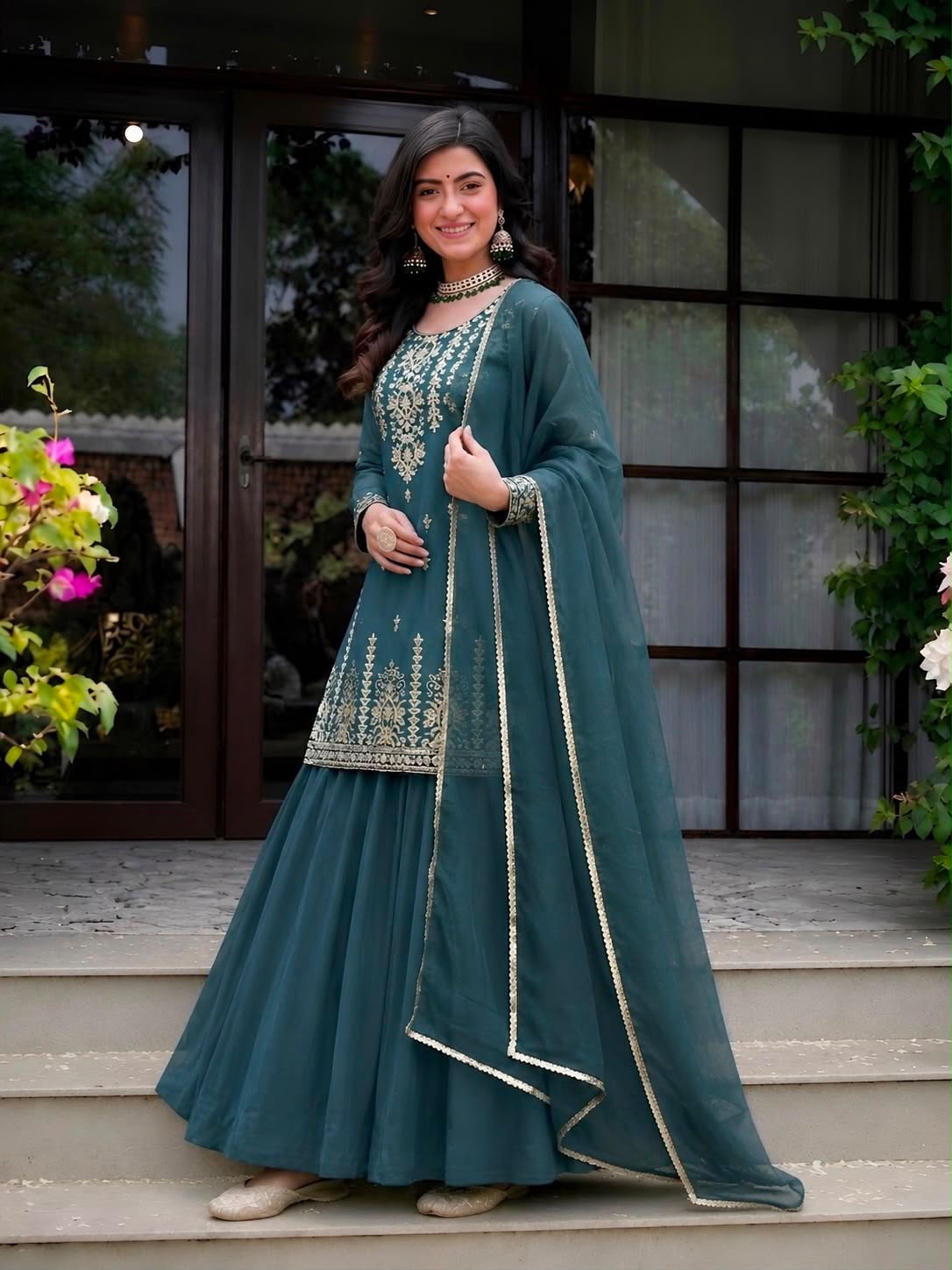Designer Heavy Roman Cotton Top, Lehenga & Chanderi Silk Dupatta Set