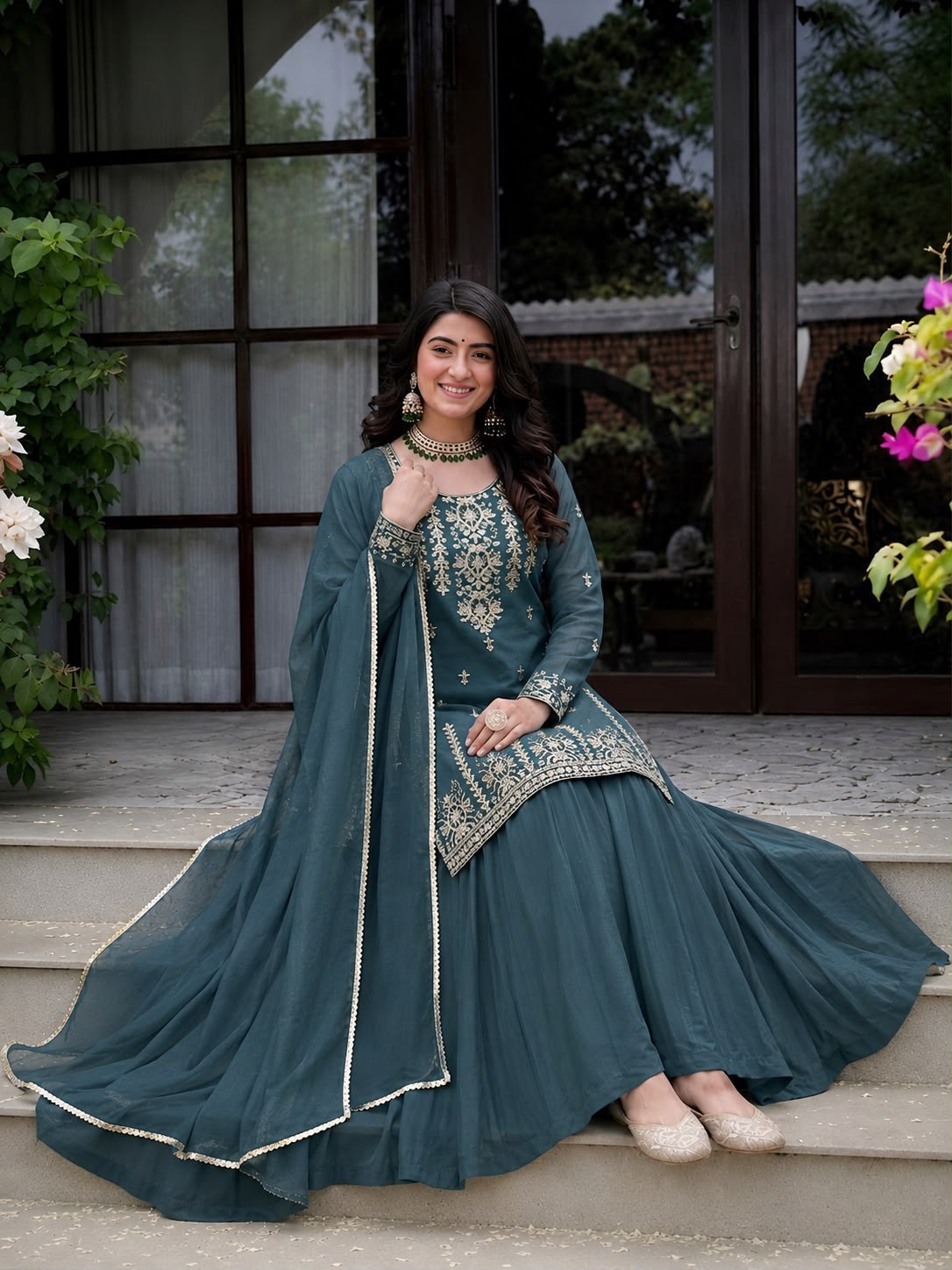 Designer Heavy Roman Cotton Top, Lehenga & Chanderi Silk Dupatta Set