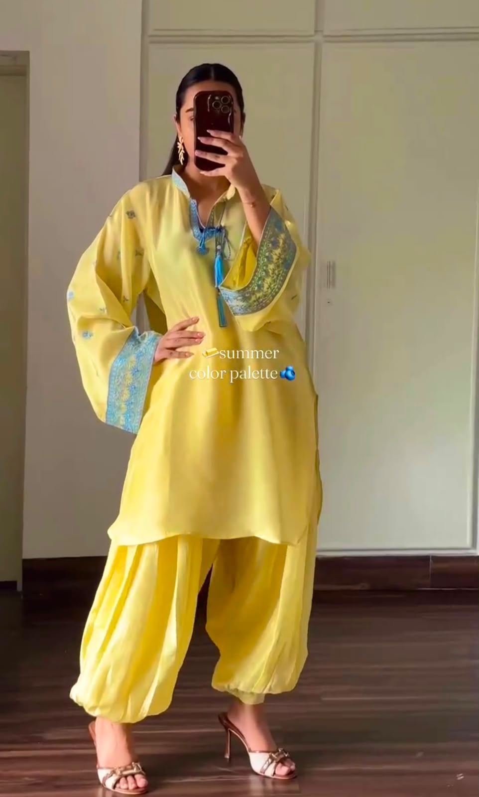 Designer Pure Crepe Silk Kurti Set with Balloon Pants & Organza Dupatta