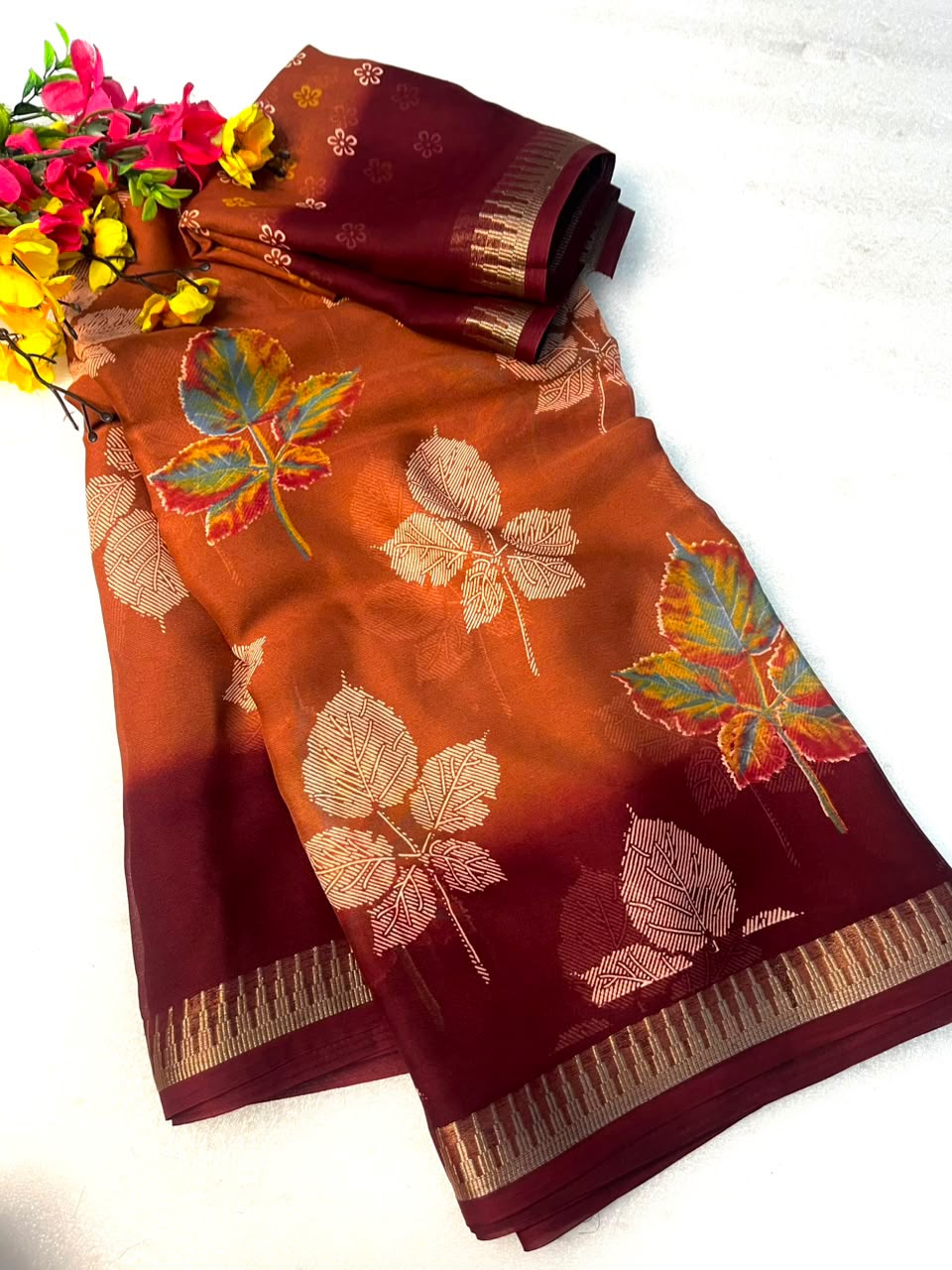Soft Georgette Jacquard Weaving Saree with Running Blouse