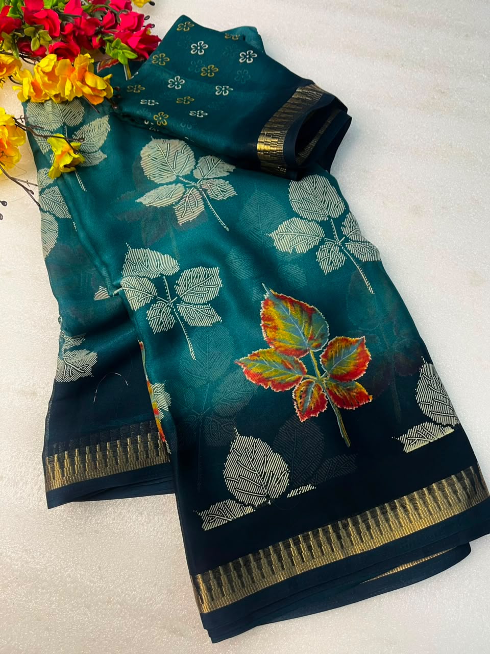 Soft Georgette Jacquard Weaving Saree with Running Blouse