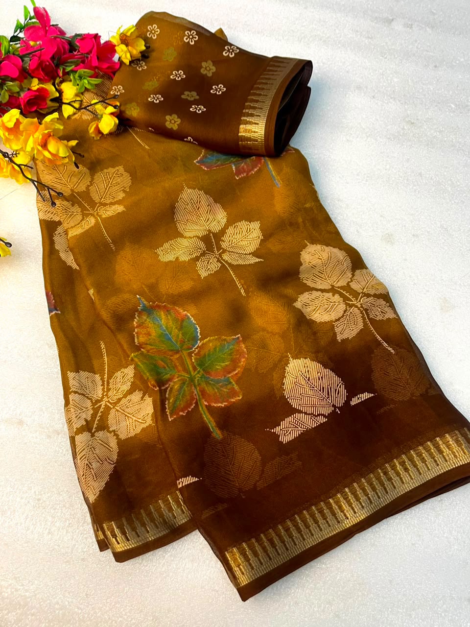 Soft Georgette Jacquard Weaving Saree with Running Blouse