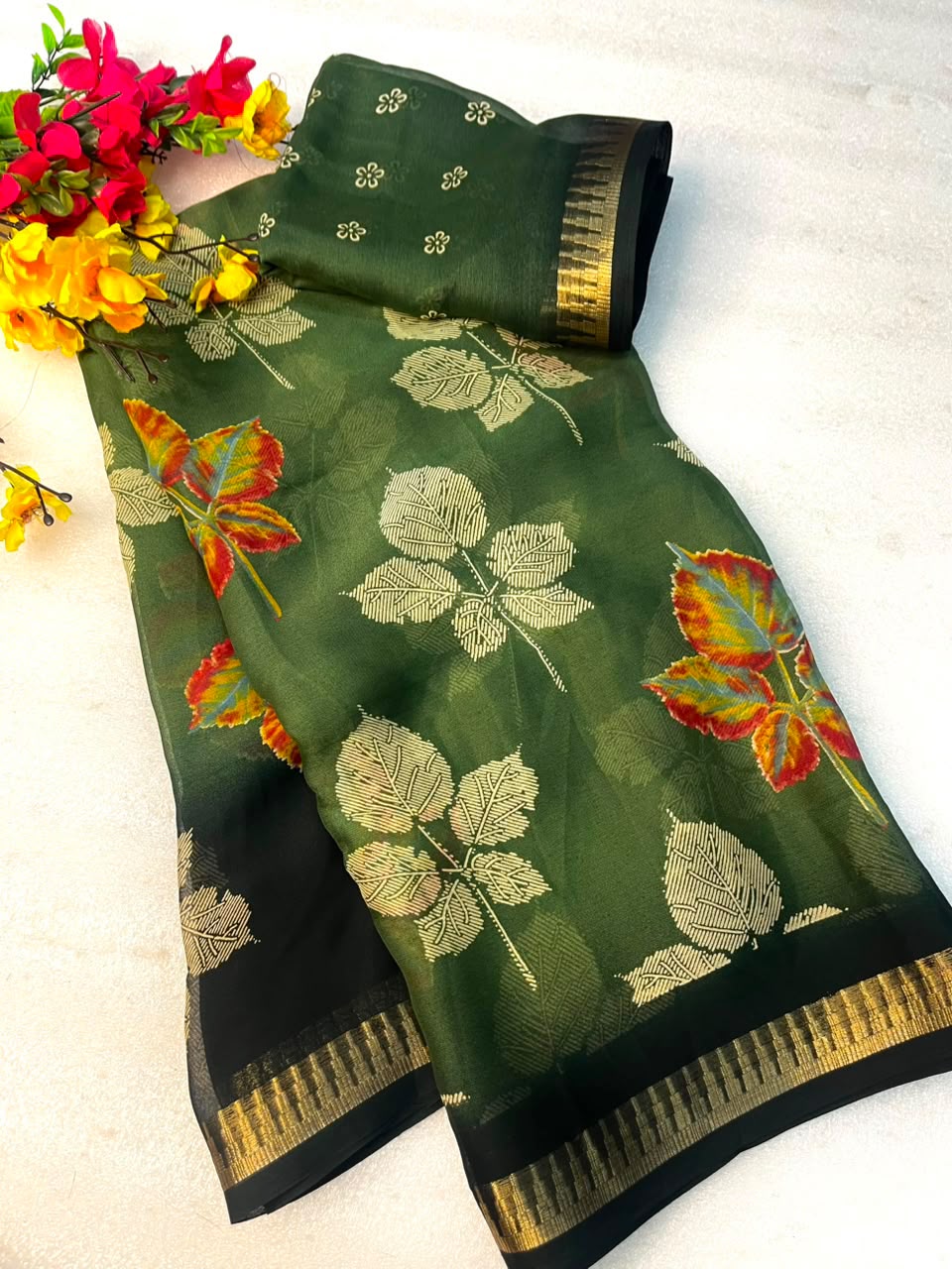 Soft Georgette Jacquard Weaving Saree with Running Blouse