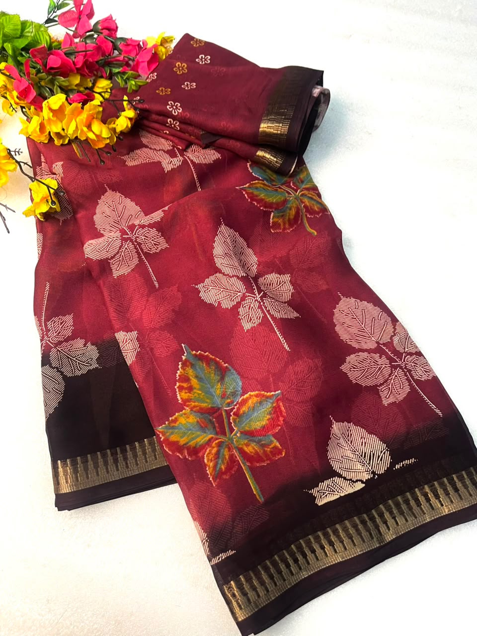 Soft Georgette Jacquard Weaving Saree with Running Blouse