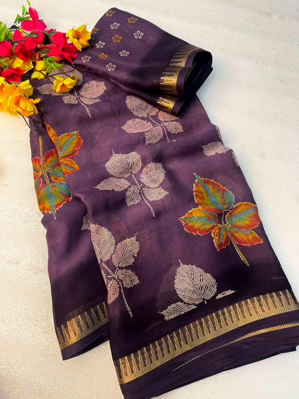 Soft Georgette Jacquard Weaving Saree with Running Blouse