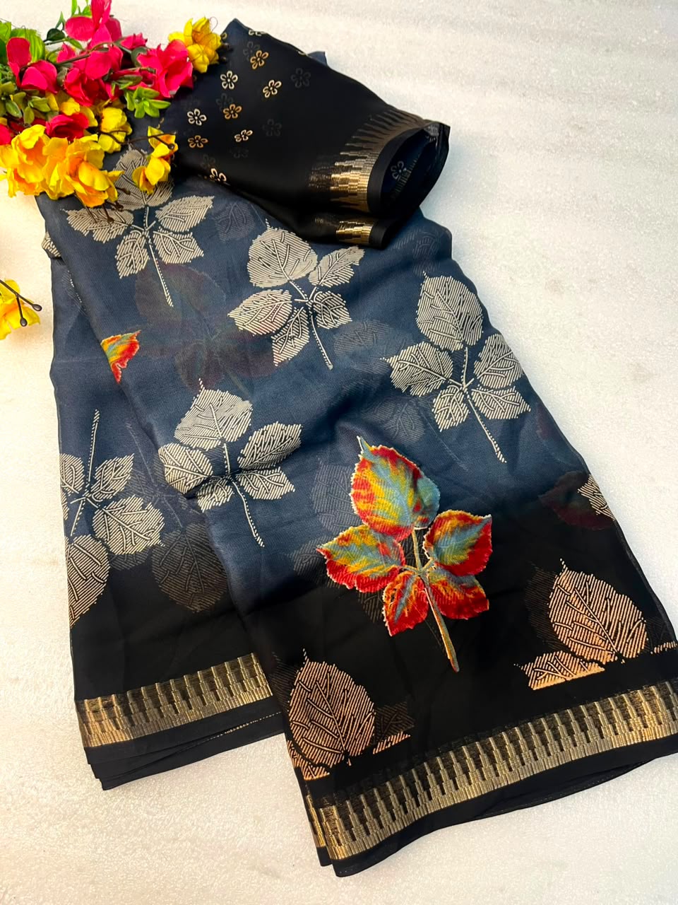 Soft Georgette Jacquard Weaving Saree with Running Blouse