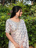 Japan Satin Digital Print Saree with Handwork Khatli Blouse