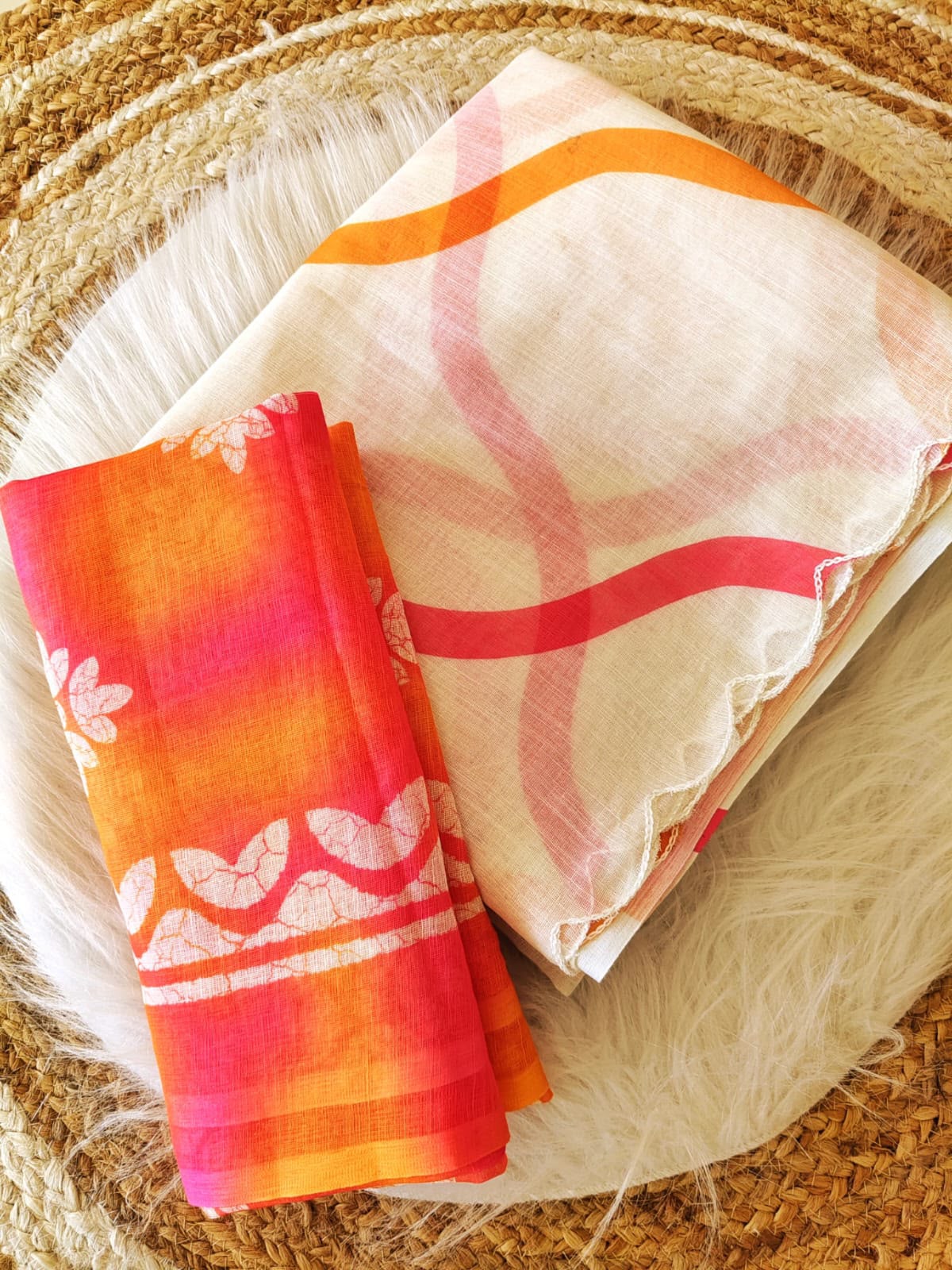 Linen Lehariya Digital Print Saree with Arco Work Border