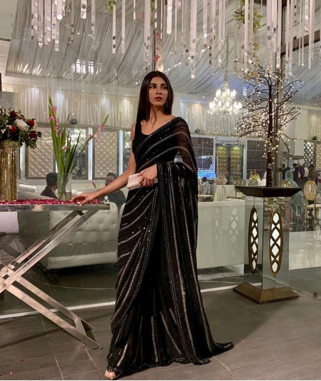 Soft Georgette Saree with 3mm Sequence Work & Mono Silk Blouse