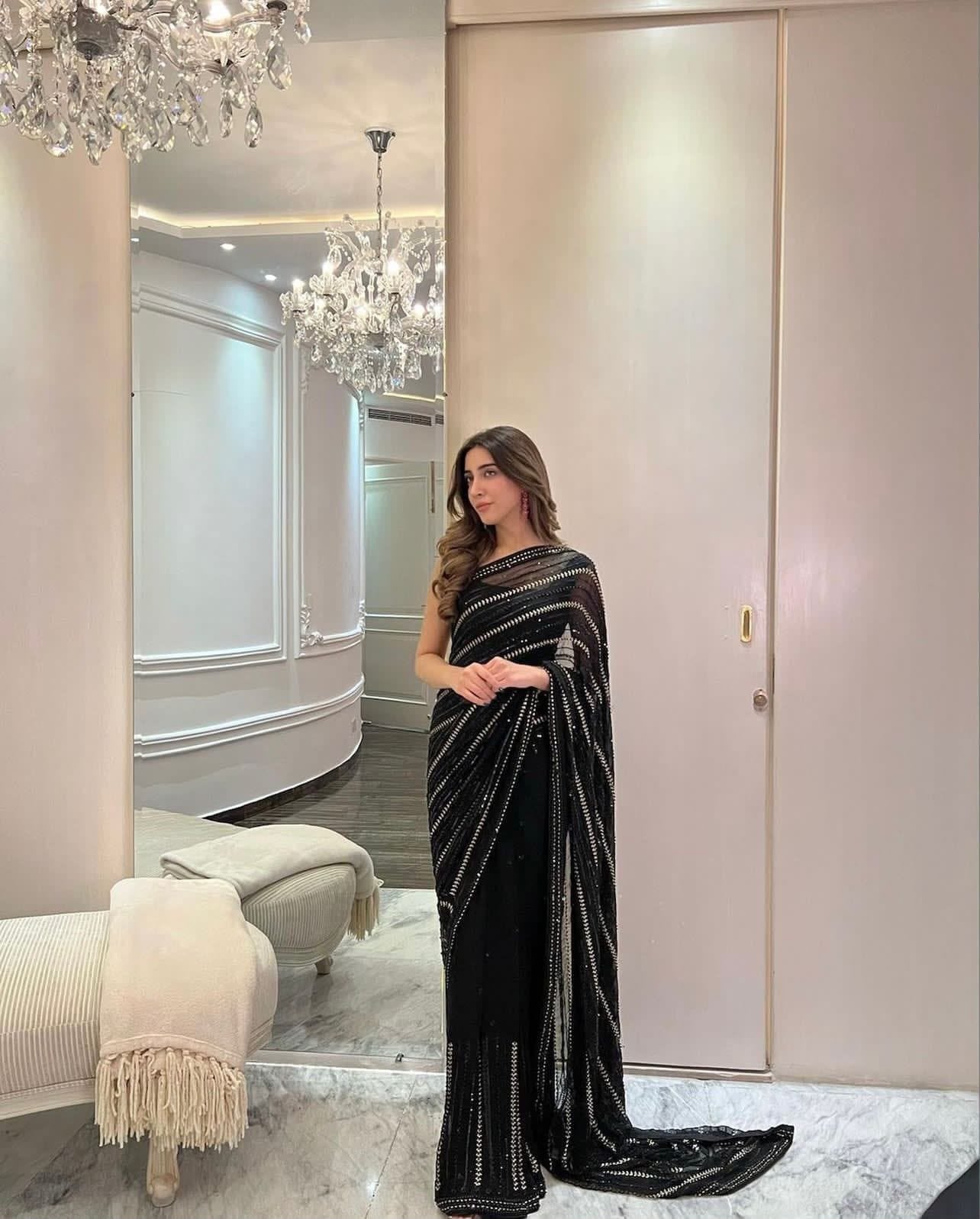 Soft Georgette Saree with 3mm Sequence Work & Mono Silk Blouse
