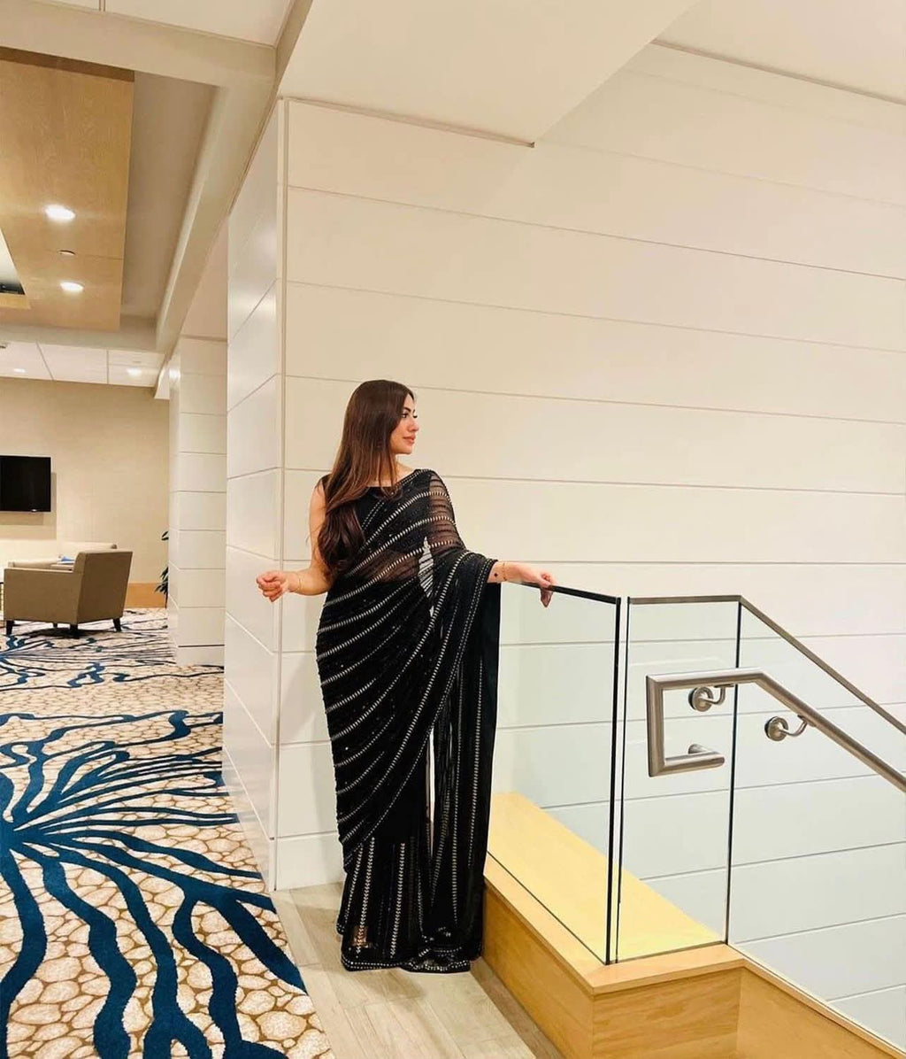 Soft Georgette Saree with 3mm Sequence Work & Mono Silk Blouse