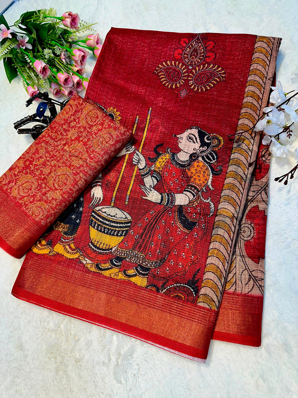 Elegant Tussar Silk Saree with Matching Blouse Piece