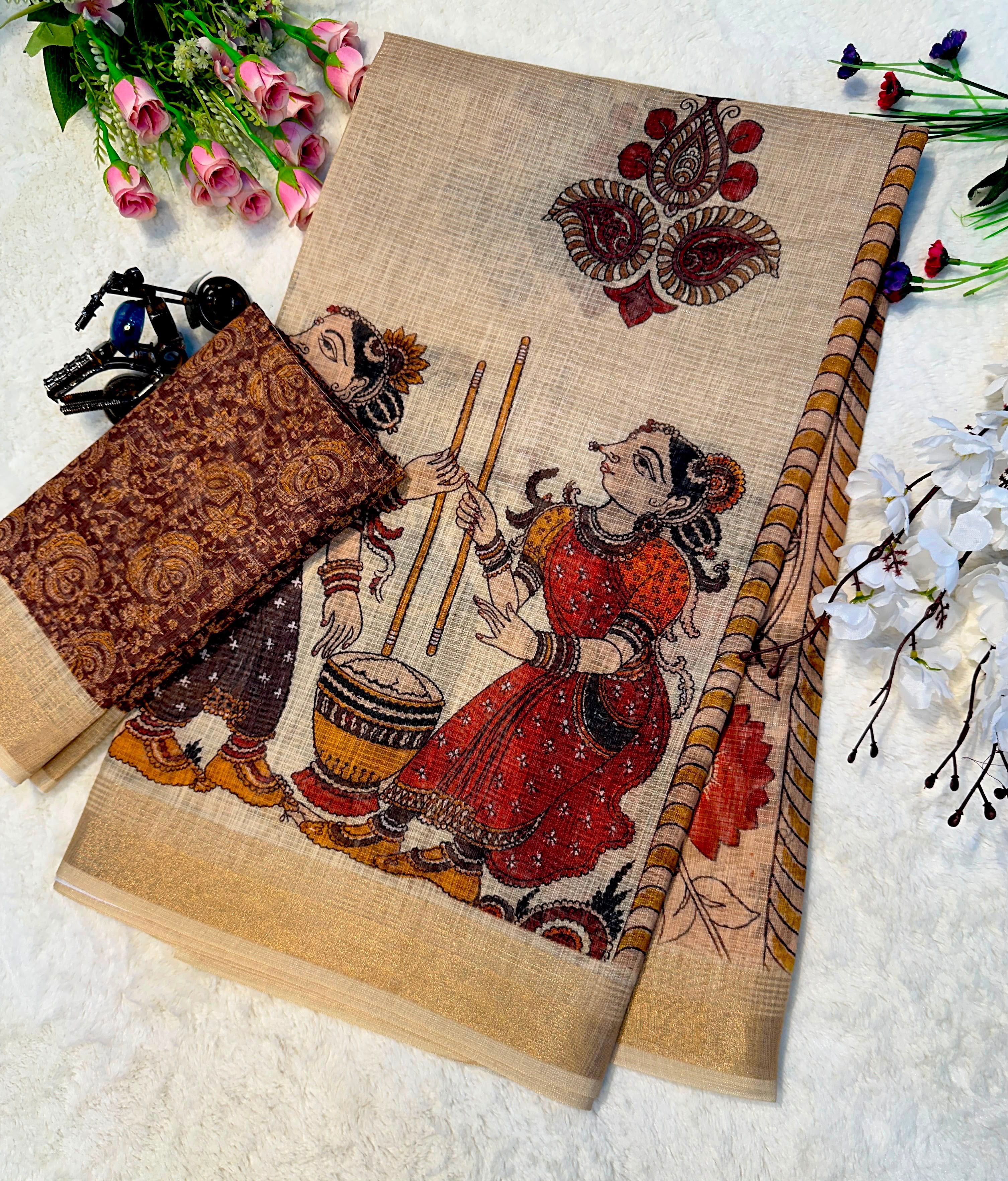Elegant Tussar Silk Saree with Matching Blouse Piece