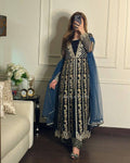Sequins & Zari Embroidered Heavy Georgette Anarkali Gown Set with Dupatta
