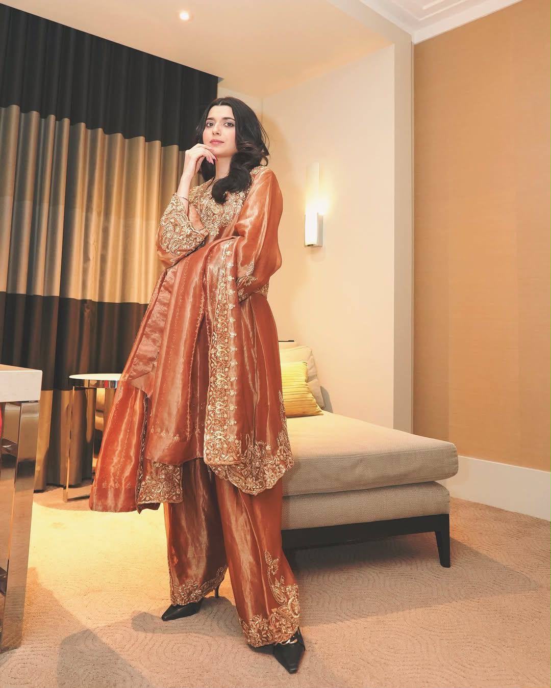 Fancy Silk Sequins & Zari Embroidered Kurti Palazzo Set with Dupatta