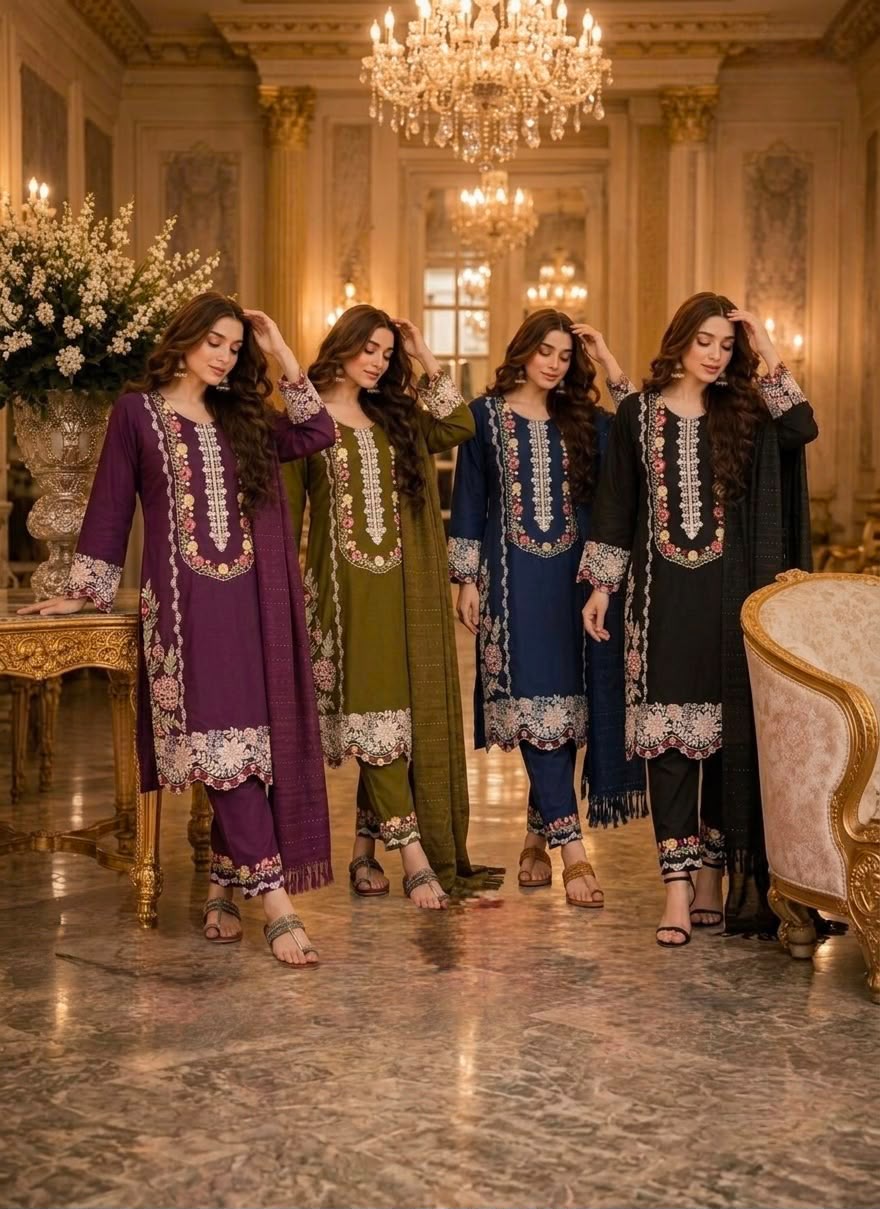 Designer Party Wear Pure Satin Rayon Suit Set with Dupatta