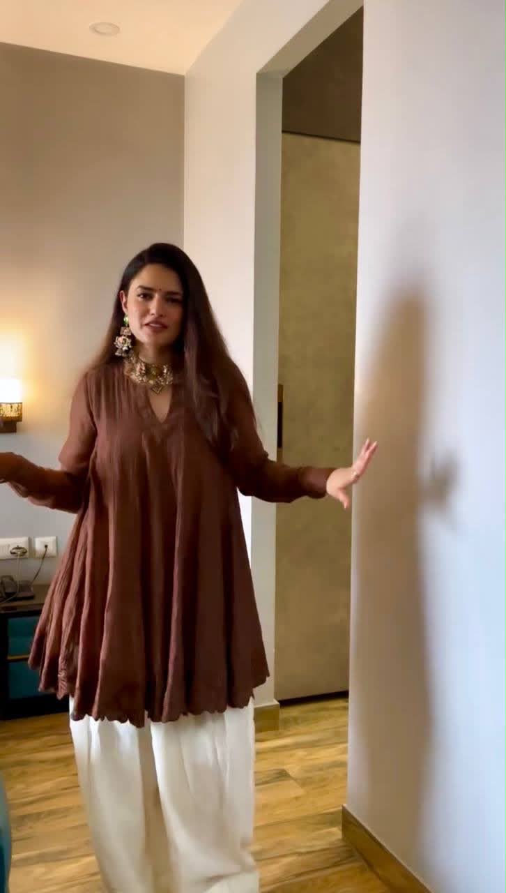 Embroidered Mal Chanderi Kurti & Palazzo Set