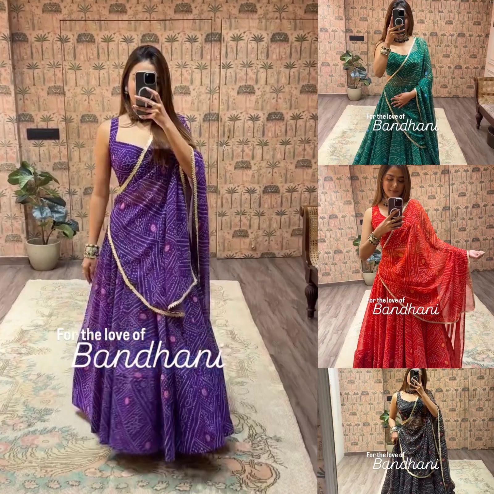 Designer Bandhani Print Faux Georgette Lehenga Choli Set with Dupatta