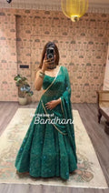 Designer Bandhani Print Faux Georgette Lehenga Choli Set with Dupatta
