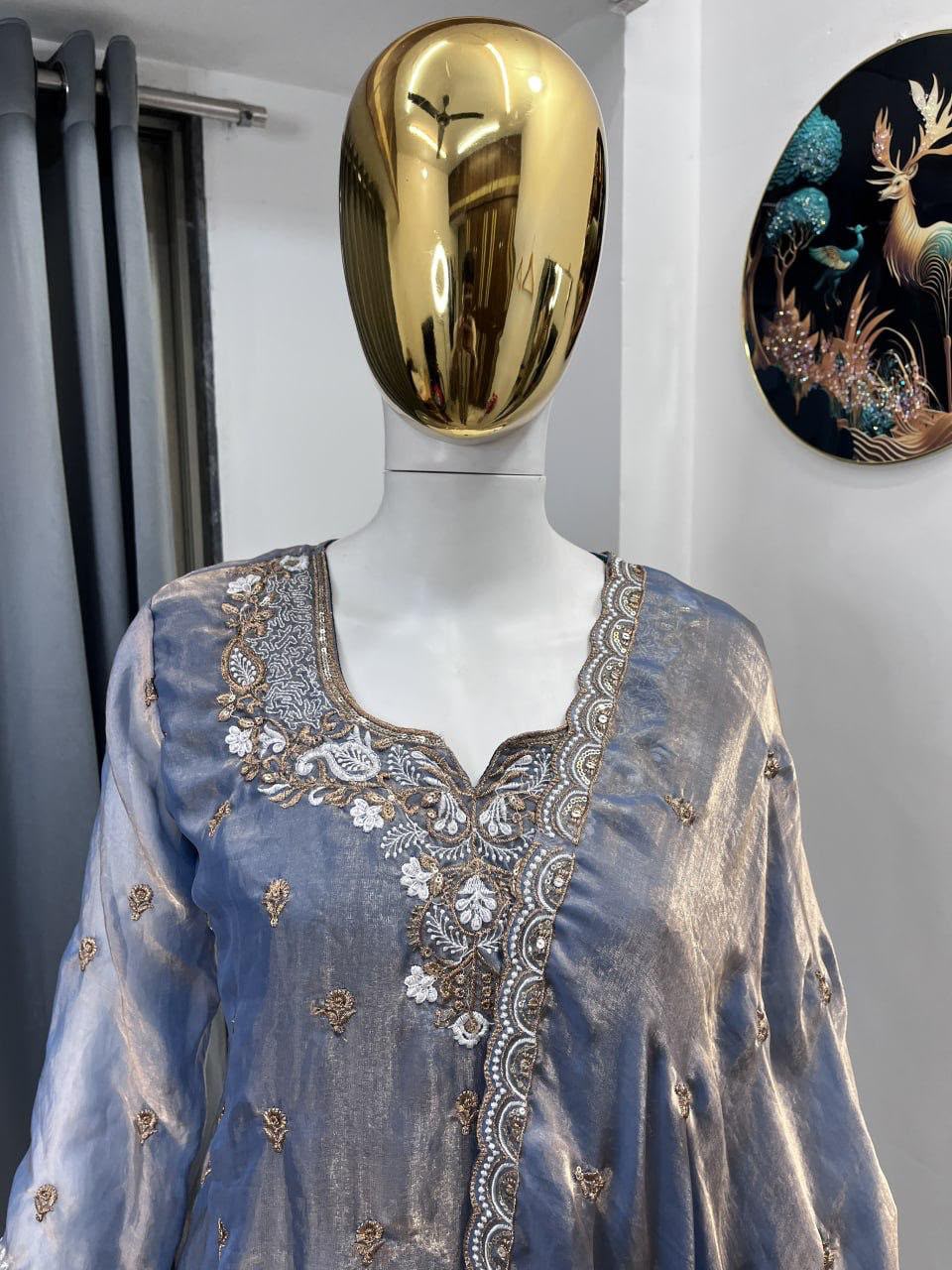 Fendy Silk Heavy Embroidery & Sequence Farshi Palazzo Suit Set