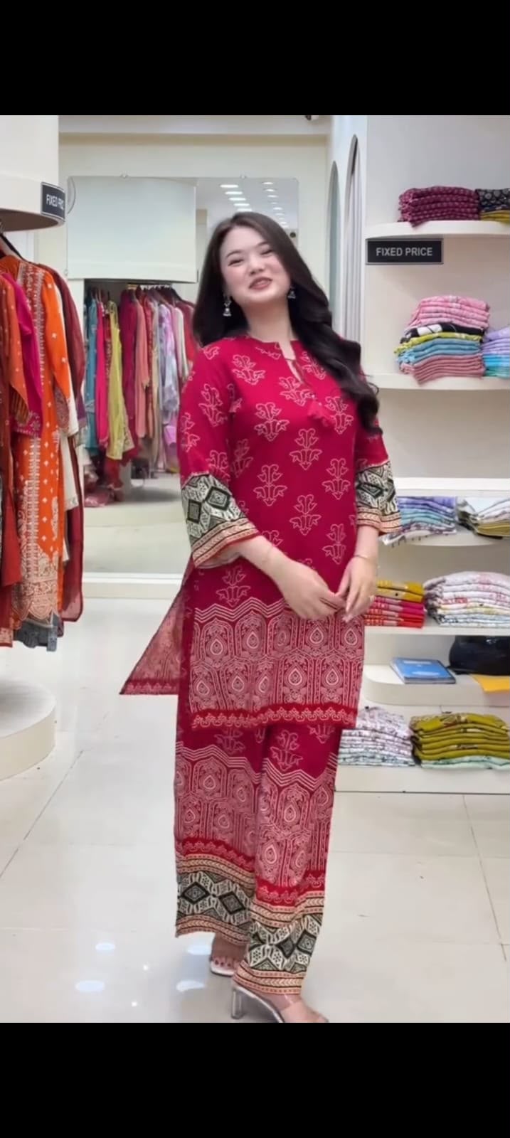 Designer Digital Print Kurti & Pant Co-Ord Set – Heavy Rayon Cotton