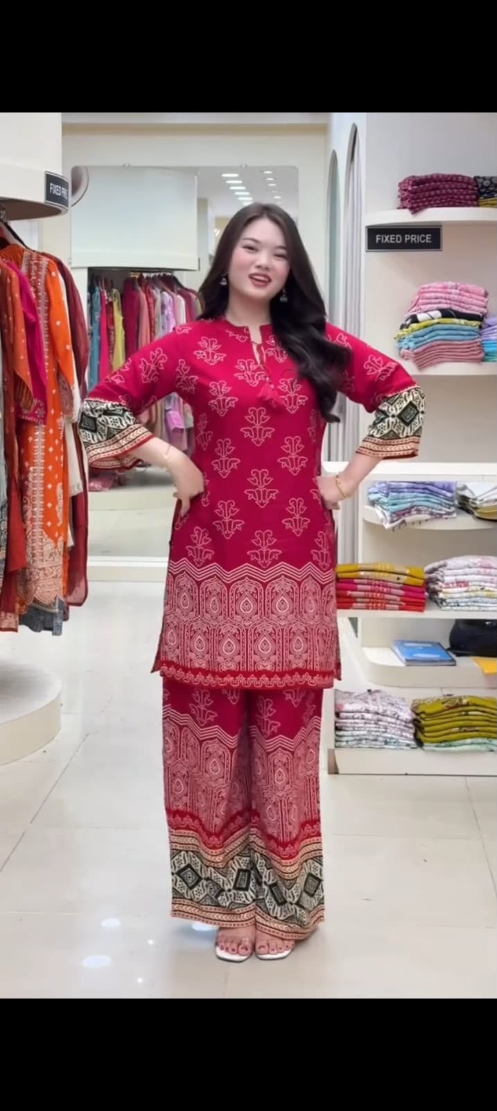 Designer Digital Print Kurti & Pant Co-Ord Set – Heavy Rayon Cotton