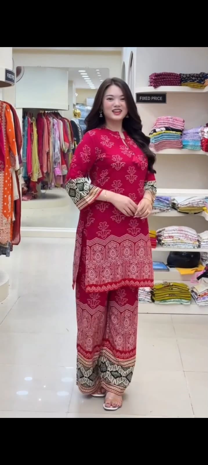 Designer Digital Print Kurti & Pant Co-Ord Set – Heavy Rayon Cotton