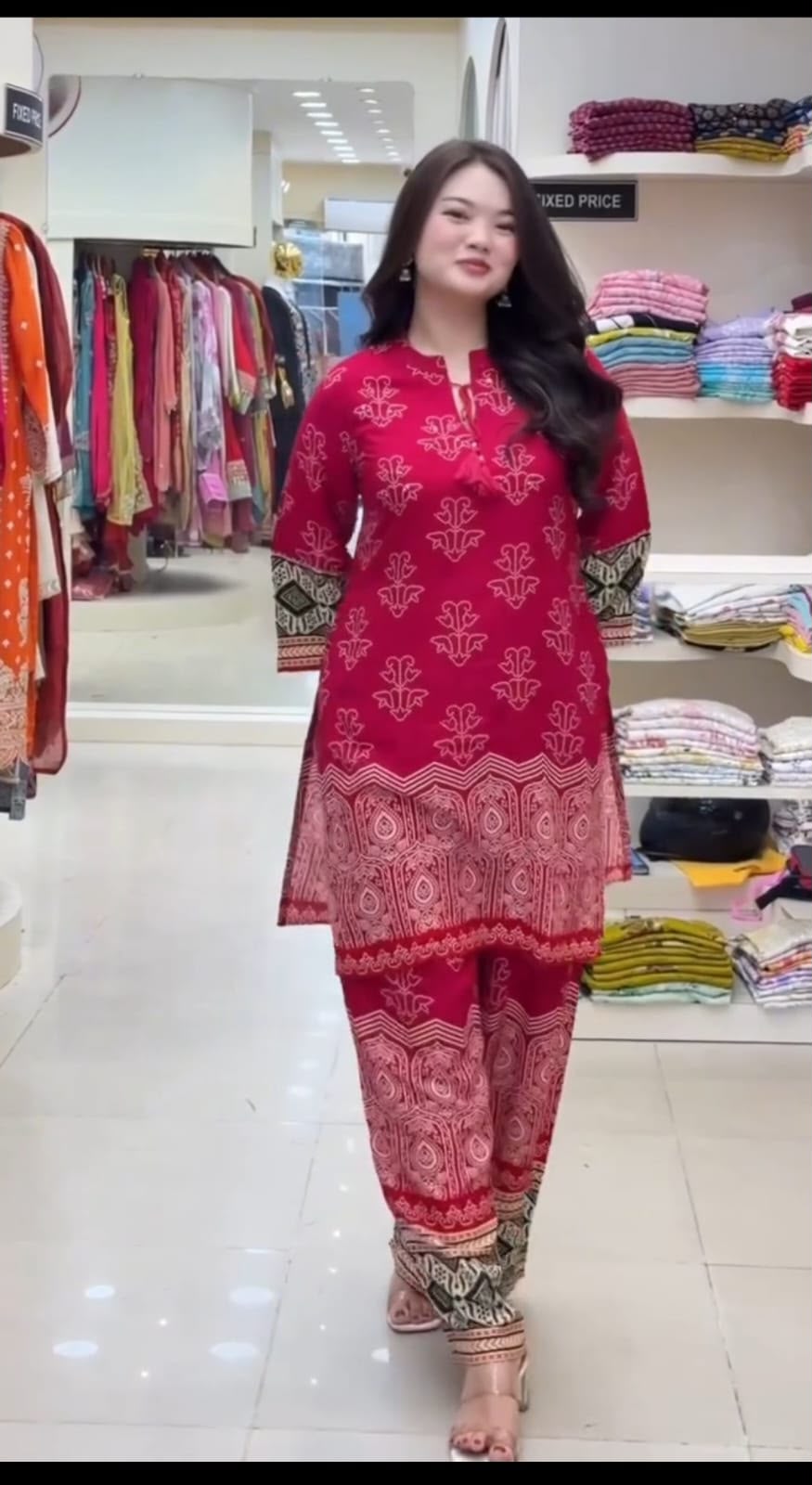 Designer Digital Print Kurti & Pant Co-Ord Set – Heavy Rayon Cotton
