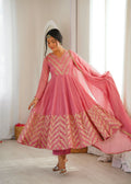 Rakshabandhan Special Bandhani Silk Gown Set with Real Mirror & Embroidery Work