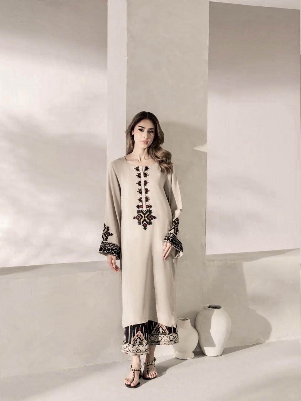 Designer Rayon Satin 3-Piece Kurti & Palazzo Set